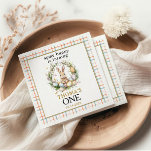 Some easter Bunny Is Turning one 1st birthday Napkin