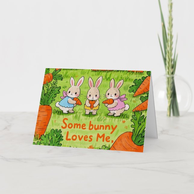 Some Easter Bunny Loves Me  Foil Greeting Card (Front)