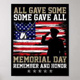 Some Gave Salute Veteran Memorial Day Distressed Poster