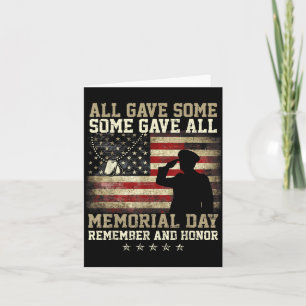 Some Gave Salute Veteran Memorial Day Flag Card