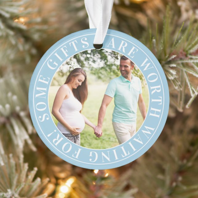 Some Gifts Blue Expecting Baby Maternity Photo Ornament (Tree)