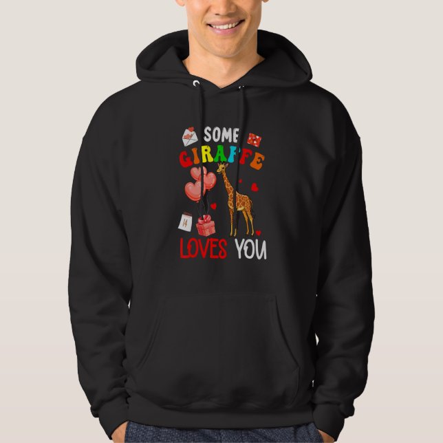 Some Giraffe Loves You Valentine's Day Animal Hoodie (Front)