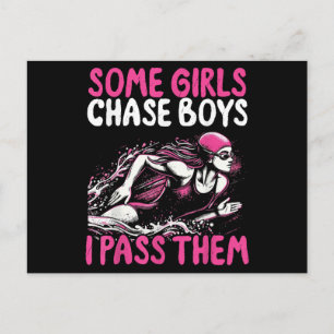 Some Girls Chase Boys I Pass Them - Funny Swimming Holiday Postcard