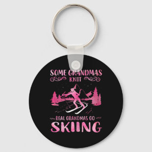 Some Grandmas Knit Real Grandmas Go Skiing Key Ring