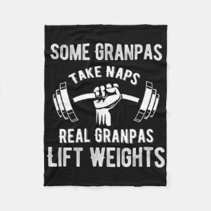 Some Grandpas Play Bingo Real Grandpas Lift Weight Fleece Blanket