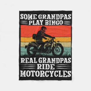 Some Grandpas Play Bingo Real Grandpas Ride Motorc Fleece Blanket