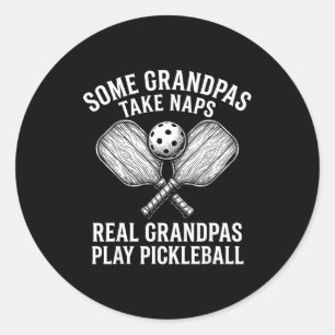 Some grandpas take naps real grandpas play classic round sticker