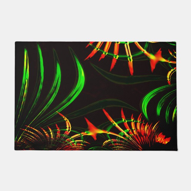 Some grass leaves and carved 'fire flower petals'? doormat (Front)