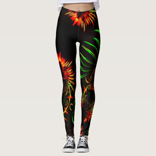 Some grass leaves and fire flower petals leggings (Front)