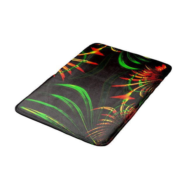 Some grass leaves, fire colours in 'flower petals' bath mat (Angled)