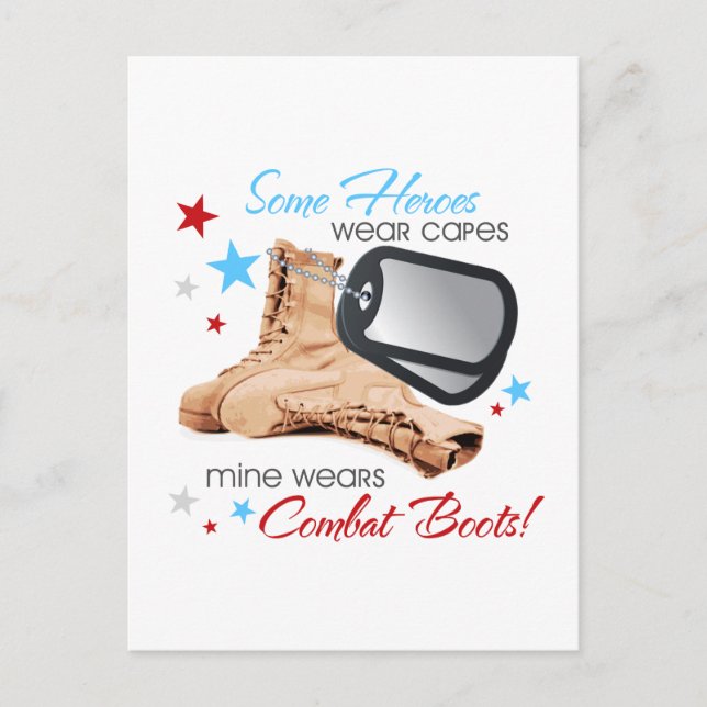 Some Heroes Wear Capes, Mine Wears Combat Boots Postcard (Front)