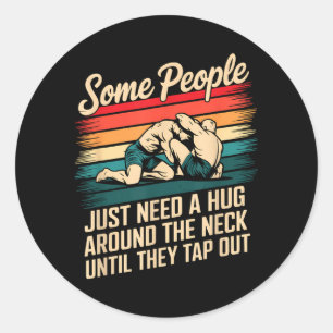 Some People Need A Hug Vintage BJJ Brazilian Jiu Classic Round Sticker