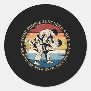 Some People Need A Hug Vintage BJJ Brazilian Jiu Classic Round Sticker