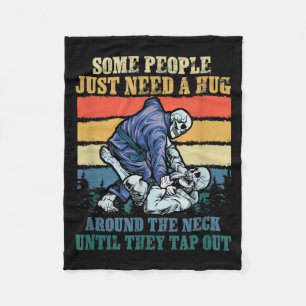 Some People Need A Hug Vintage BJJ Brazilian Jiu Fleece Blanket