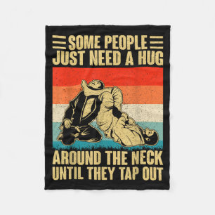 Some People Need A Hug Vintage BJJ Brazilian Jiu Fleece Blanket