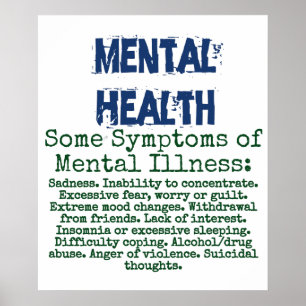 Some Symptoms of Mental Illness - Mental Health Qu Poster