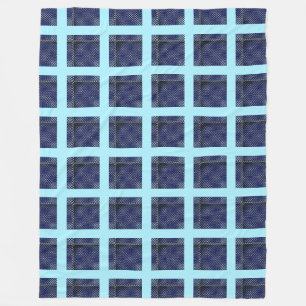 Some tartan of dark blue small and abstract chess fleece blanket