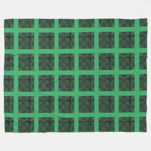 Some tartan of dark green small and abstract chess fleece blanket