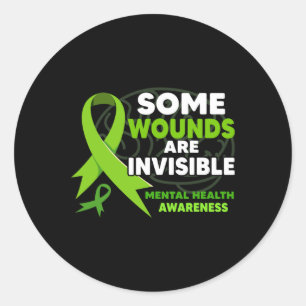 Some Wounds Are Invisible Ribbons Mental Health Aw Classic Round Sticker