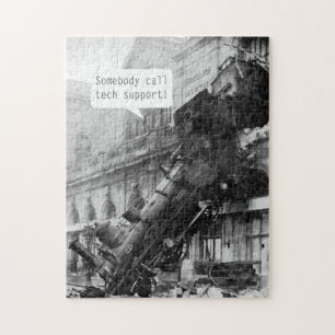 Somebody Call Tech Support Train Wreck Jigsaw Puzzle