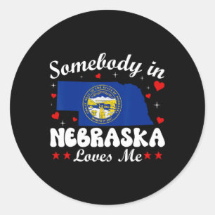 Somebody In Nebraska Loves Me Funny Valentine Gift Classic Round Sticker