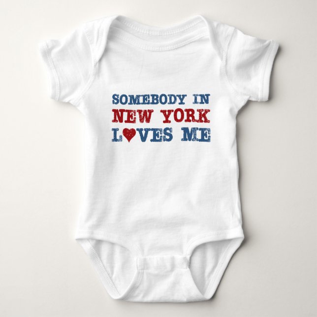 Somebody in New York Loves Me Baby Bodysuit (Front)