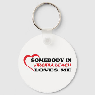 Somebody in Virginia Beach loves me t shirt Key Ring