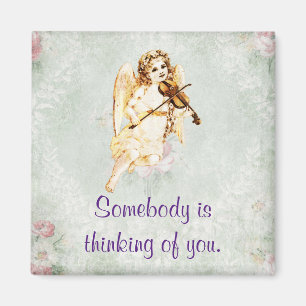 Somebody Is Thinking Of You Angel Playing Violin Magnet