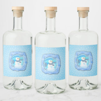 Somebody Loves You Emotional Snowman Liquor Bottle Label