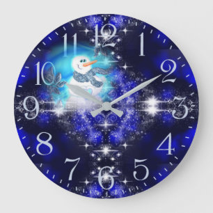 Somebody Loves You Emotional Snowman Sparkle Large Clock