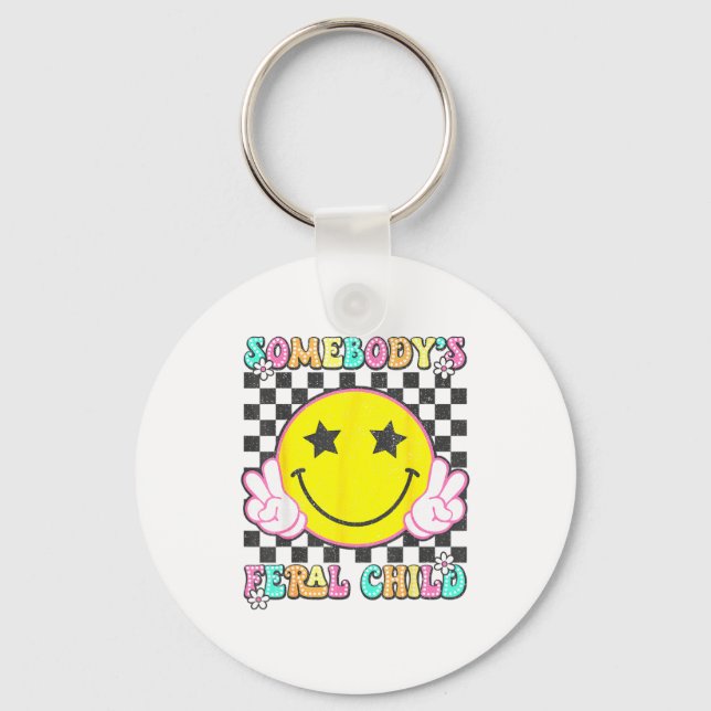 Somebody's Feral Child Toddler Girl And Boy Funny  Key Ring (Front)