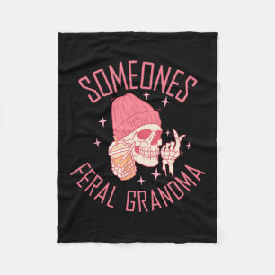 Somebody's Feral Grandma Halloween Skeleton Fleece Blanket