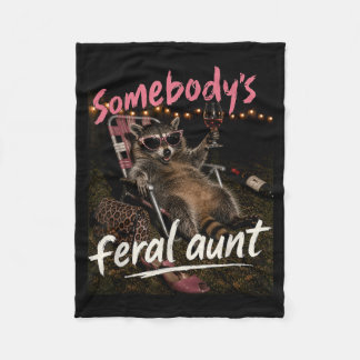 Somebodys Fvibesl Aunt Funny Auntie Racoon Cool Fleece Blanket