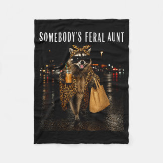Somebodys Fvibesl Aunt Racoon Coffee Leopard Fleece Blanket