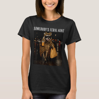 Somebodys Fvibesl Aunt Racoon Coffee Leopard T-Shirt