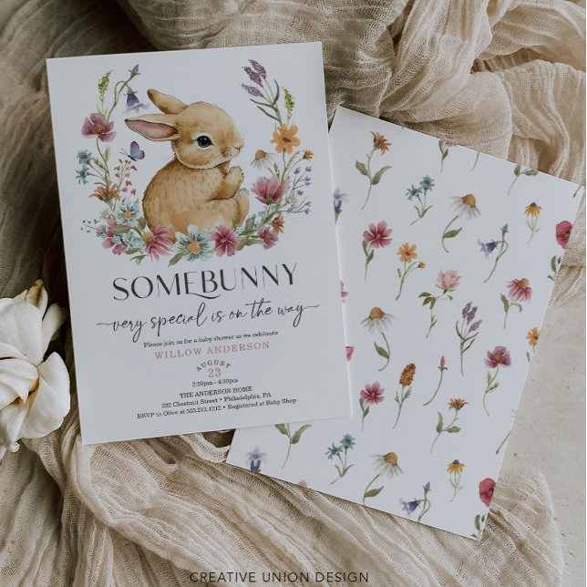Somebunny Baby Shower Invitation Wildflower (Creator Uploaded)