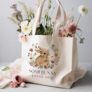 Somebunny Baby Shower Wildflower Grocery Tote Bag