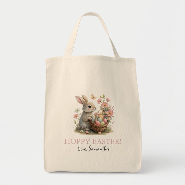 SomeBunny Easter Wildflower Hoppy Easter Tote Bag (Front)