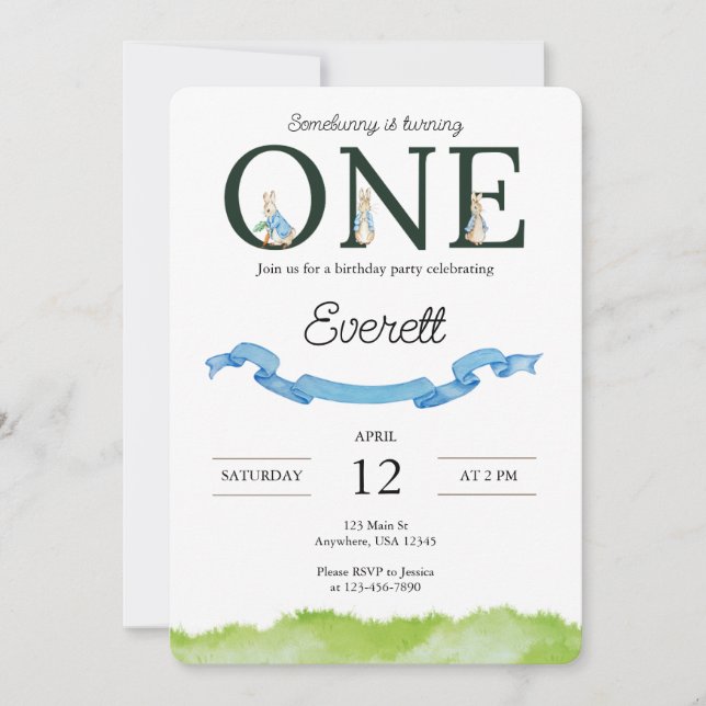 Somebunny First Birthday Invitation (Front)