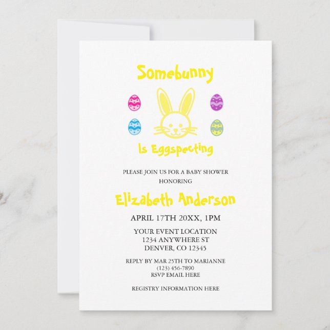 Somebunny Is Eggspecting Easter Baby Shower Invitation (Front)
