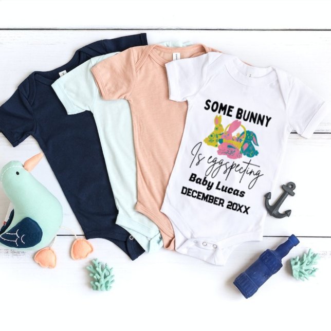 Somebunny is eggspecting Eastrt pregnancy announce Baby Bodysuit (Creator Uploaded)