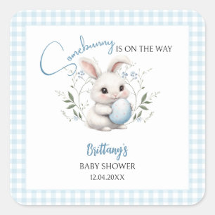 Somebunny is on the Way Boy Easter Baby Shower  Square Sticker