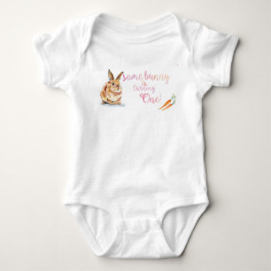 Somebunny is turning One Baby Outfit Bodysuit