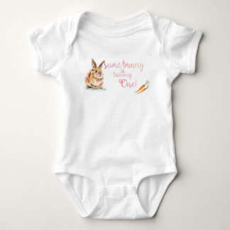 Somebunny is turning One Baby Outfit Bodysuit