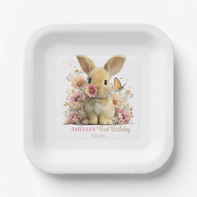 Somebunny is Turning One Paper Plates (Front)