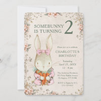 Somebunny is Turning Two 2nd Birthday Invitation