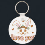 somebunny love you, retro, vintage key ring<br><div class="desc">Durable and lightweight keychain featuring a vibrant,  high-quality print,  perfect for keys,  bags,  backpacks,  small gifts,  souvenirs,  and everyday accessories.</div>