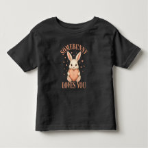 Somebunny Loves You Cute Bunny Black T-Shirt
