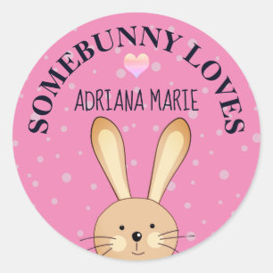 Somebunny Loves You Pink Customised Bunny Sticker