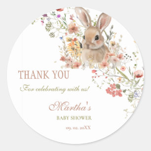 Somebunny on the way Easter Wildflower baby Shower Classic Round Sticker